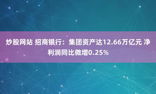 炒股网站 招商银行：集团资产达12.66万亿元 净利润同比微增0.25%